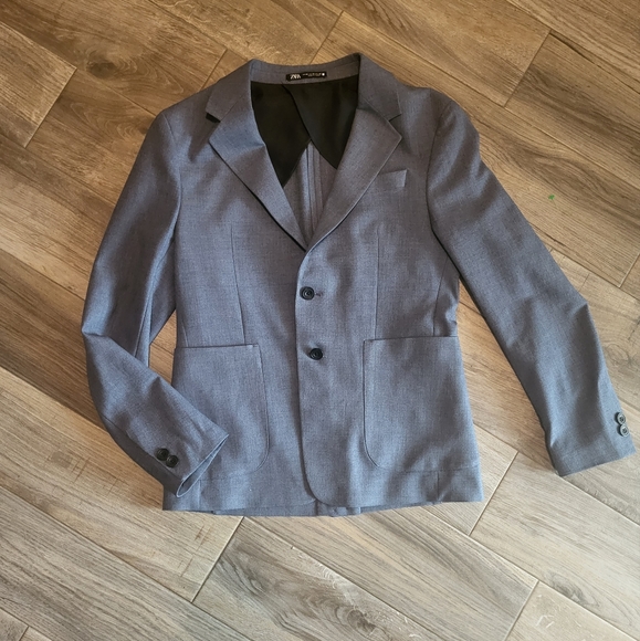 Blue textured two button relaxed fit Zara mens nwot blazer size 36 - Picture 1 of 14